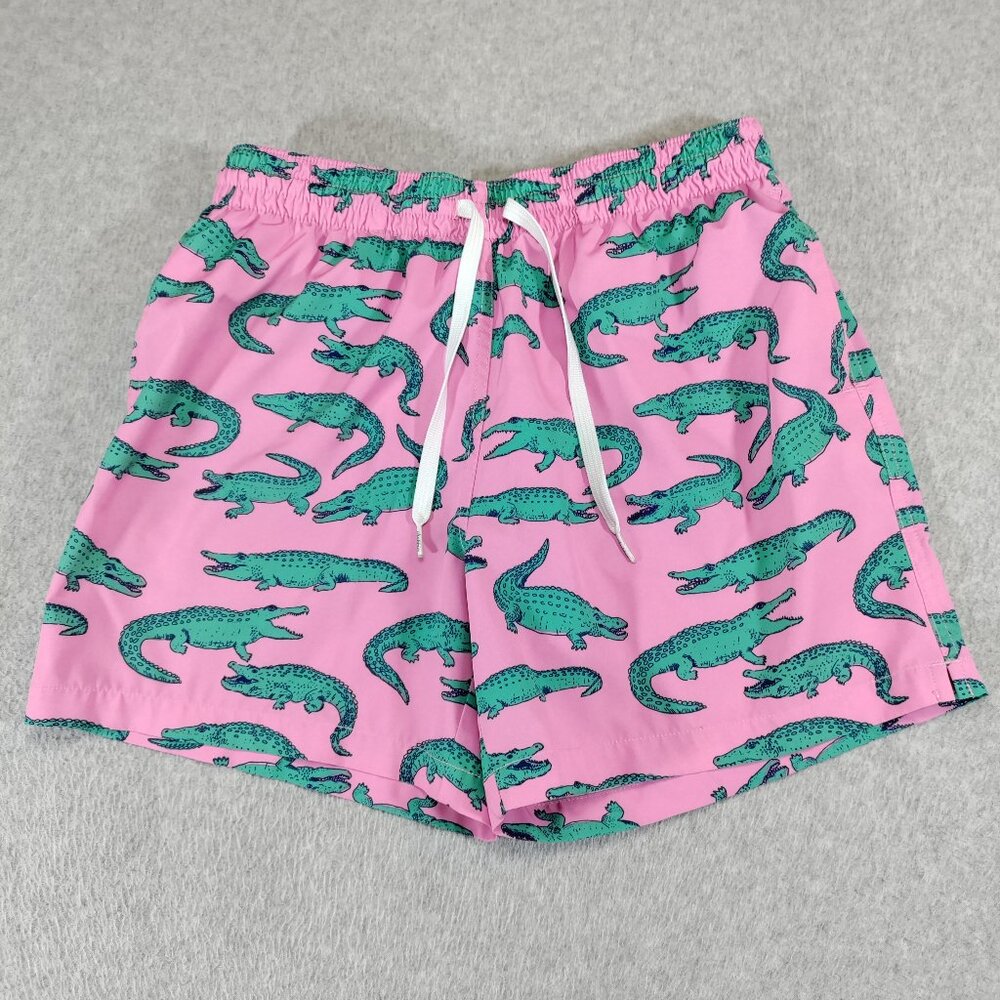 Chubbies Swim Trunks Mens Medium Pink Alligator Print 5.5 Inseam
